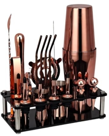 Cocktail Making Set Cocktail Set Shaker American Shaker Cocktail Shaker Stir Glas Bar Set Cocktail Shaker Cocktail Tool Set Cocktail Shaker Set (Color : A, Size : 20pcs)