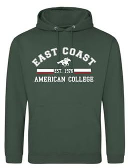 AMERICAN COLLEGE USA Tröja tröja med tryck varma kläder unisex barn pojkar och flickor casual modell ACSCW2 mörkgrön 16 år, Färg: grön, 16 �r