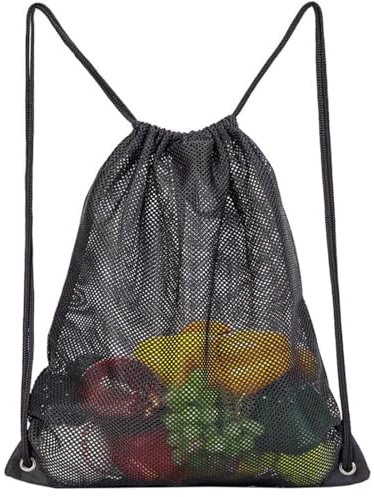 AIYVELU Medium Mesh Strandtasche, Tunnelzug Turnbeutel, Mesh-Rucksack mit Kordelzug, Nylon Tunnelzug Sporttasche, Tennistasche, Nylontasche Rucksack, Turnbeutel, Reise Stapeltasche