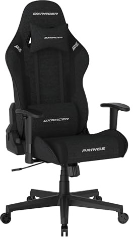 DXRacer Prince L PF132 Gaming-/ Büro-/ Schreibtischstuhl, mit Wippfunktion Gaming Stuhl Höhenverstellbarer Drehstuhl PC Stuhl Ergonomischer Chefsessel, schwarz