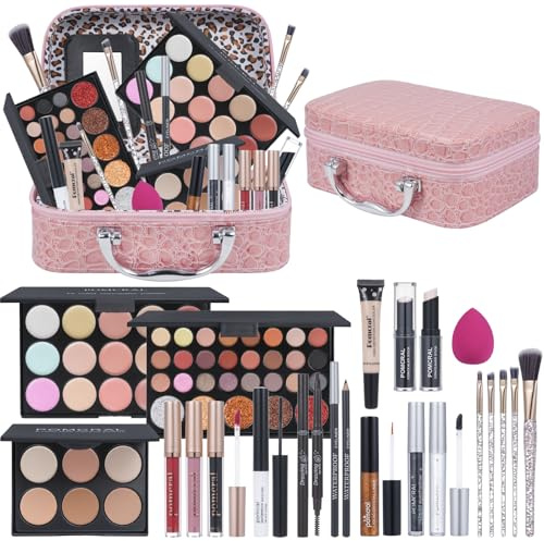 Professional Make up Kit,Makeup kit For Girls, Makeup Set For Women Eyeshadow Palettes, Lip Colors, Makeup brush set,Makeup bag (Pink)
