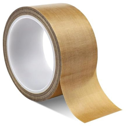 yotutun Ruban Adhésif en Téflon, Ruban Adhésif de PTFE Haute Température Bande de Téflon pour Machine à Emballer Sous Vide, Scellage Manuel ou Par Impulsions-Épaisseur 0,18mm (50 mm x 10 m, 1 pièce)