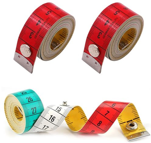 Schneidermaßband,2 Stück 150cm/60zoll Massband Körper,Maßband Nähen,Körpermaßband,Flexible Massband Nähbedarf,Doppelskala Umfangmaßband für Schneider Haushalte Handwerker