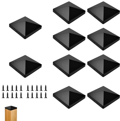 10 Pezzi Tappi per Pali Inserti per Pali in Plastica con 20 viti Tappi di Protezione Quadrati di Legno per Recinzioni Pali Guardrail Tubi in Acciaio