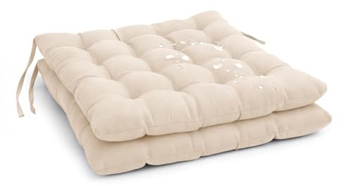MANEMI Pack 2 Cojín para Silla 45x45x5 cm｜Repelente al Agua y fácil de Limpiar｜con Cintas de sujeción Uso Interior y Exterior｜Ideal para Comedor, terraza, jardín u Oficina