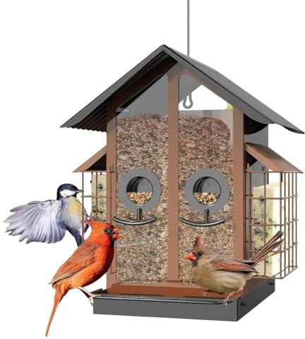 Nudorpn para Pájaros con Casa - Suministros para Aves A Prueba De Ardillas Y Resistentes Al Clima - De Aves Cardenal - para Jardín Patio Trasero Patio Ventana Y Observación