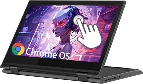 Lenovo Chromebook 300e - Pantalla táctil convertible 2 en 1 para laptop, pantalla de 11.6 pulgadas, Intel Celeron N4020 1.1GHz, 4 GB de RAM, SSD de 32 GB, teclado japonés, sistema operativo cromado