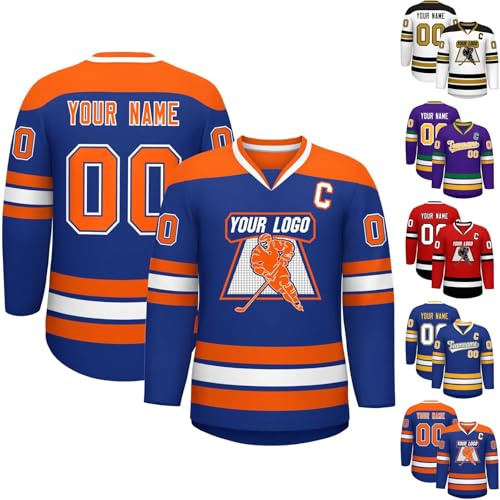 Maillots de Hockey personnalisés, Maillots de Hockey Vierges pouvant être personnalisés avec l'équipe/numéro/nom Personnel, Maillots de Hockey pour Hommes, Femmes, Adolescents et Enfants (Style 21)