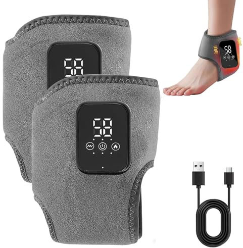 2Pcs Foot Massagers for Pain and Circulation, 3 in 1 Heated Cordless Foot Massager with 3 Modes, Rechargeable Ankle Heel Massager for Plantar Fasciitis Relief