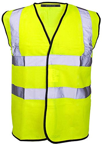 MyShoeStore® Hi Vis Vest Yellow & Orange Small to 6XL 2 Band & Brace (Medium, Yellow)