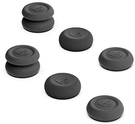 Skull & Co. Ensemble de Poignées de Pouce, Capuchon de Joystick, Capuchon de Stick Analogique pour Nintendo Switch Manette Pro & PS5 / PS4 / Slim/Manette Pro - Noir, 3 Paires (6 Pièces)