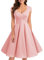 Bbonlinedress Robe Femme de Cocktail Vintage Rockabilly Robe plissée au Genou sans Manches col carré Rétro Blush L