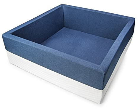 Rainbow Kids - XXL Luxus Bällebad Bällepool Kugelbad für Kinder Spielbecken für drinnen und draußen (120x120x40 mit 500 Bällen, Dunkelblau-Weiss)