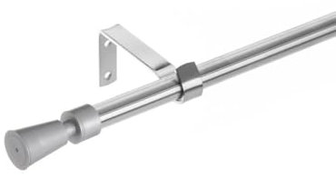 LOLAhome Set de Barra de Cortina Extensible de 122 a 211 cm, 2 escuadras y 2 terminales Plateado de Metal y plástico ABS