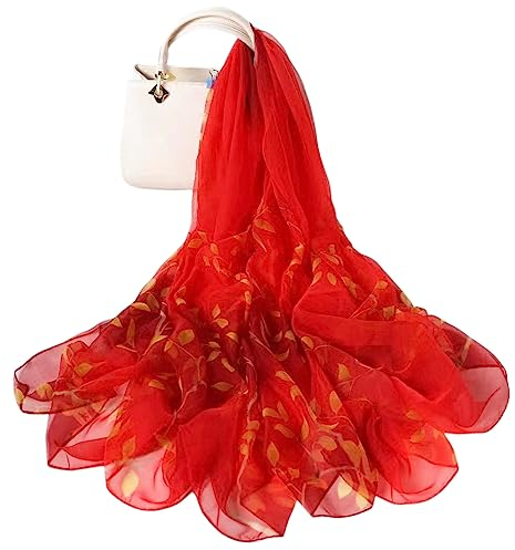 MAIRY Schal Rot Damen Tuch Schal Stola in Hanfmischung einfarbig leichter Schal perfekt für Frühling und Sommer DE180241