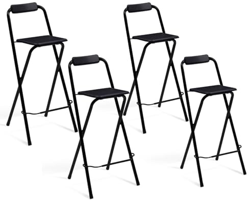 IDMarket - Set di 4 sgabelli da bar pieghevoli DELSON neri