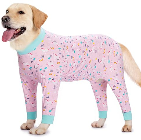Oslueidy Tuta di Recupero per Cani Dopo l'intervento Chirurgico, Tuta di Pigiama del Cane del Corpo Pieno, Grande, Medium, Rosa Blu, XL
