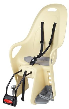 POLISPORT 8408100003 - Silla Trasera KOARI para Bicicleta con Ruedas de 26'' a 29'' Apta para niños con Peso máximo de 22kg con Anclaje en el portaequipajes en Color Amarillo Moon/Gris