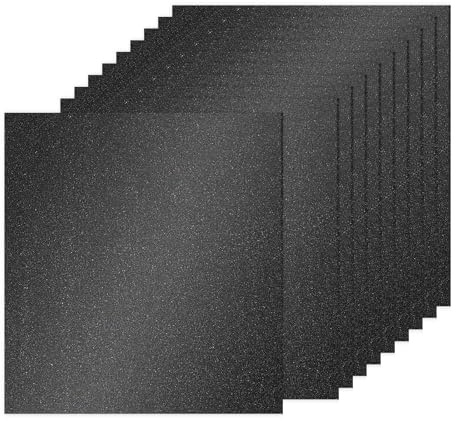 PATIKIL 10 ark svart glitterpapper, 12 x 12 tum, 250 gsm fyrkantigt premium glittrande papper hantverk kartpapper för klippbokskort gör gör-det-själv konstprojekt bröllopsfest