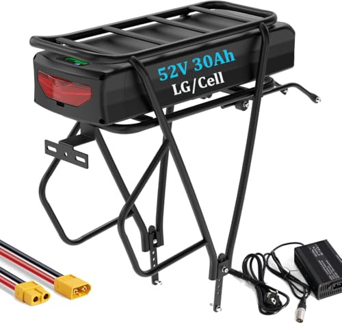 52V 28.8Ah Batteria per bici elettrica da 52 V 2000W con fanale posteriore portabagagli - Battery del kit di conversione Ebike