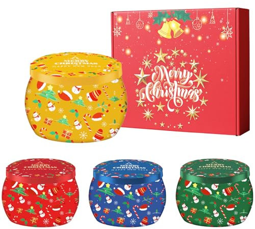 Weihnachtskerze Duftkerze Weihnachten 4 Stück,Duftkerzen Weihnachtsduft Kerze Geschenk Weihnachten,Duftkerzen Geschenkset Geschenk für Kollegin Weihnachten Weihnachtskerze Kleine Präsente (Style C)