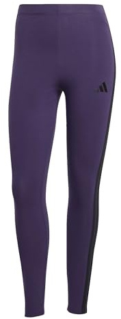 adidas Women's Essentials 3-Stripes Cotton Leggings, Aurora Plum/Black, XL
