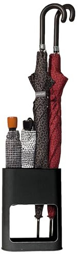 KINSTON - Portaombrelli Nero Design Minimalista - Dimensioni 21 x 28 x 9 cm, Stabile con Vassoio Rimovibile per Asciugatura Rapida - Capacità Fino a 4 Ombrelli, Ideale per Piccoli e Grandi Ombrelli