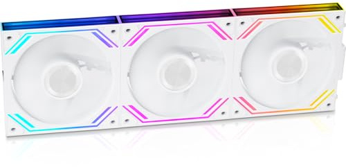 iHTP G120PRO - Ventilador de caja inversa ARGB de 120 mm, conexión en cadena, ventilador de CPU de hasta 1850 rpm, paquete de 3 (blanco)