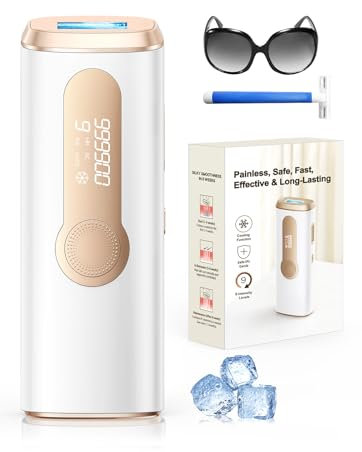 Haarlosy Epilatore Luce Pulsata con Ghiaccio, 3 IN 1 Epilatore Laser IPL per Donna e Uomo, 9 Livelli di Energia Regolabile Adatto a Corpo, Viso, Ascelle, Gambe Sensibili (Bianco)
