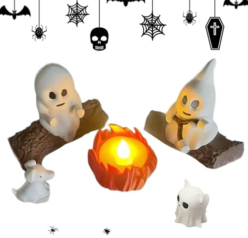 Luz de fuego, lámpara de diseño fantasma, brillo ambiental cálido, 5.51 x 4.72 x 3.15 pulgadas, acento decorativo alimentado por USB, luz nocturna LED suave para dormitorio de niños, rincón de lectura