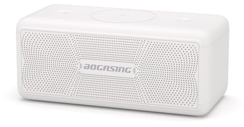 BOGASING Enceinte Puissante M5, 40W Surround Stéréo, Basses Profondes Haut Parleur, Autonomie 30 h, Bluetooth 5.3, Étanche IPX7, EQ, AUX, TF Carte, USB, sans Fil Portable pour d'Extérieur (Blanc)
