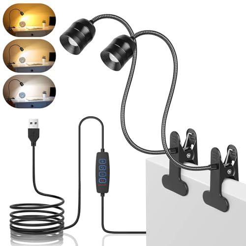 canvas LED-läslampor för böcker i sängen – clip-on lampa med zoombar lins – sänglampa lä med 360°flexibel svanhals – justerbar klämma lampa för sänggavel sovrum sovsal skrivbord