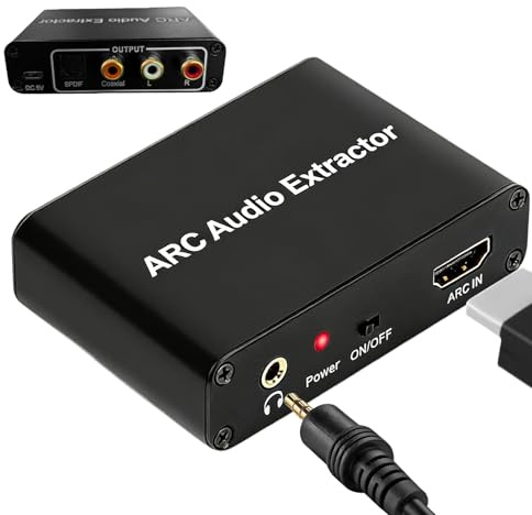 WIYETY Adattatore HDMI ARC 192 kHz: estrattore audio HDMI ARC in lega di alluminio, chip HDMIARC importato, ritorno audio 7200-ARC, convertitore DAC, per altoparlante soundbar