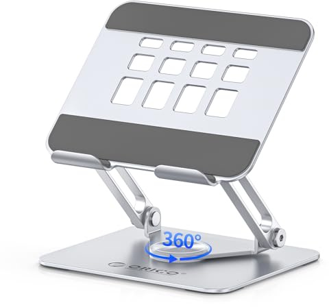 ORICO Supporto Tablet a Rotazione 360°, Porta Tablet da Tavolo Regolabile, Supporto per iPad Pieghevole Ventilato, Compatibile con iPad Pro, Air, Mini, Kindle, Samsung, Tablet fino a 13- FB2, Argento