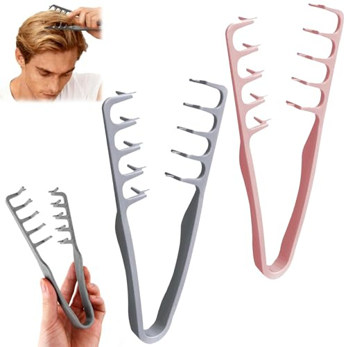 Pettine Capelli per Texture,2 Pezzi Pettine a Denti Larghi,Pettines Texture,Pettines per Capelli con Pinza,Pettini per Coprire le Cuciture,per Radici per Acconciature Senza Cuciture