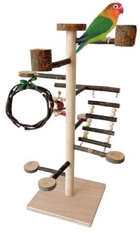 Fellflying Parque de Aves para Jugar | Juguetes de Madera y Accesorios para Jaulas de Pájaros | Posadero de Juego para Periquitos,para Hogar Periquitos Cotorras Agapornis Canarios y Ninfas