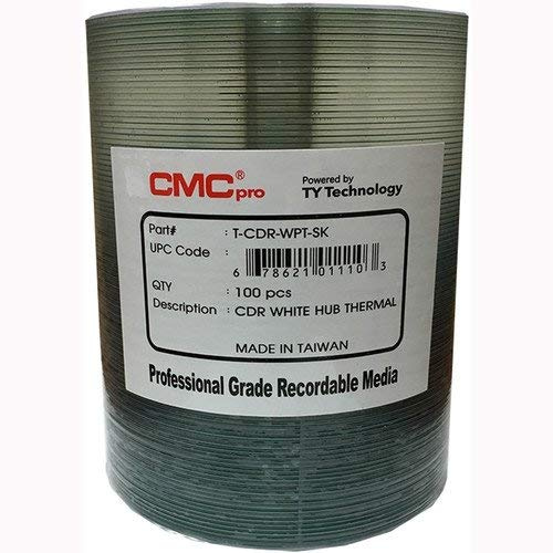 Taiyo Yuden 100 CMC Pro 52X CDR (CD-R) 80min 700MB White Thermal Hub Printable