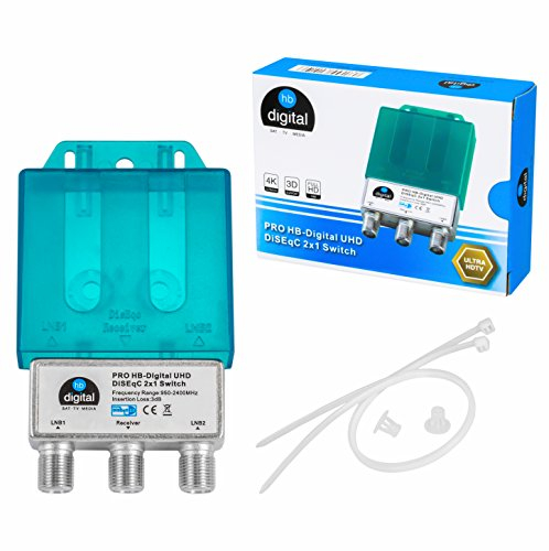 1x PRO DiseqC Schalter Switch 2/1 mit Wetterschutzgehäuse HB-DIGITAL 2X SAT LNB 1 x Teilnehmer/Receiver für Full HDTV 3D 4K UHD