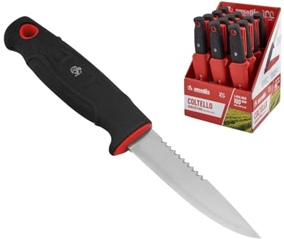 AUSONIA Coltello per Agricoltura Lama Acciaio Inox 100 mm con Custodia da Cintura