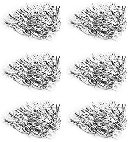 Vbestlife Packung mit 6 Stück Cheerleader Poms Squad Cheer Handblume für Sportparty Tanz Kostüm Nachtparty(Silber)