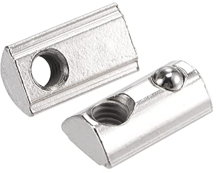 sourcing map 50Stk.M6 T Nutensteine Roll-in Spring Nutensteine mit Kugel Kohlenstoffstahl für 3030 Serie Alu Strangpressprofilschiene mit 8mm Slot