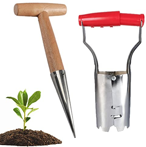 DONGCY Garten Blumenzwiebelpflanzer Werkzeug Zwiebelpflanzer für Pflanzen Atomatische Boden Freisetzung Pro Graben/Nachfüllen Loch mit Tiefe Markieren Pro Tulpen Narzissen Dahlien Gemüse