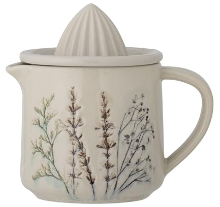 Bloomingville Zitronensaftpresse Bea aus Steingut, mit wunderschönem Blumenmotiv – Spülmaschinenfest und praktisch – in L14,5 x H14 x W10 cm für frischen Saftgenuss.