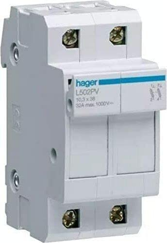 Hager L502PV DC-Sicherungstrennschalter 2-polig für Solarpanel Balkonkraftwerk Photovoltaik Solaranlage, Sicherung Notstrom-Schalter 1000V 32A 10x38mm
