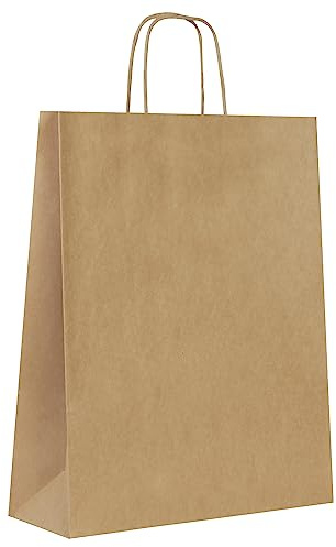 MAMAPAS 40 Bolsas papel 20+8 * 24 kraft asa rizada, comunión, bolsas boda, bolsa papel, bolsas de papel, bolsa de papel, bolsas regalo, asa rizada, bolsa pequeña