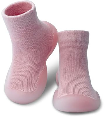 Dookeh Baby Shoes Boys Girls First Walking Shoes Non Slip Soft Sole Sneakers Toddler Infant Babygirl Sock Shoes (10-Pink, 12 Months)