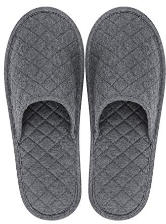 haozaikeji Foldable Outdoor Travel Slippers Non-disposable Closed Toes Sandals Cotton Slipper with Storage Bag Anti-skid for Hotel Spa Indoor House Room Guest Business Travel Trip Holiday Flying Grey
