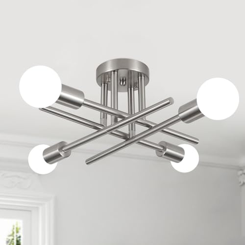 Lámpara De Techo Vintage Plateado 4 Luces Lámpara De Araña Modernas Sputnik