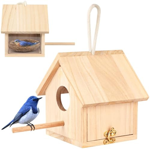 Comederos para Pájaros, Comedero Colgante para Pájaros, Comedero Pájaros Madera, Alimentador Aves Silvestres, Casa Pajaros Exterior, Comedero Ppajaros Jaula, para La Decoración de Jardines y Patios