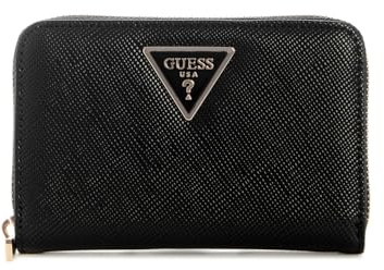 Guess Laurel Ii Medium Geldbörse mit umlaufendem Reißverschluss für Damen, Schwarz, Einheitsgröße